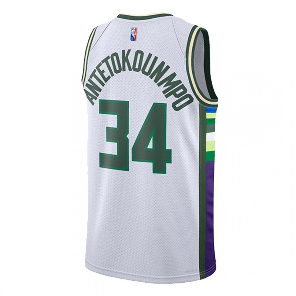 Men's Milwaukee Bucks Giannis Antetokounmpo #34 White 21/22 Swingman NBA Jersey - City Edition-Pro Kit Vault | Brand New 26/27 Sports Jerseys